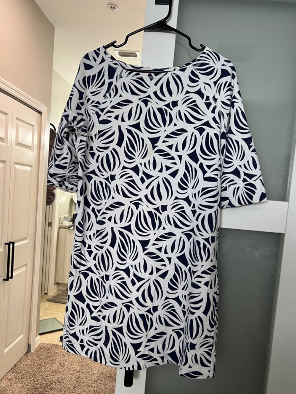 ☀️ Lilly Pulitzer Navy and White Long Sleeve Women’s Dress -L